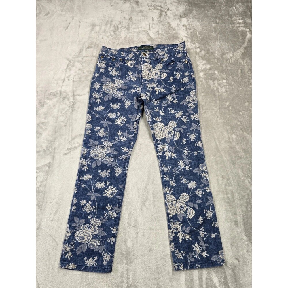 Lauren Ralph Lauren Jeans Women’s  4P Blue Floral Modern Straight  Ankle
